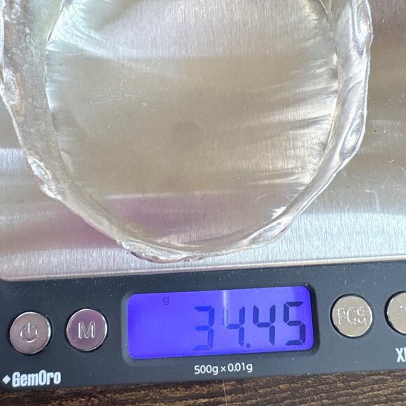 Silver Tone Wavy Design Textured Finish Bangle Bracelet Size 7.5" Fit - Picture 9 of 9